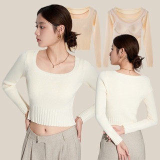 WsimpleBra | Ava Crop Top Sweater เสื้อสเวตเตอร์ ทรงครอป ผ้า…