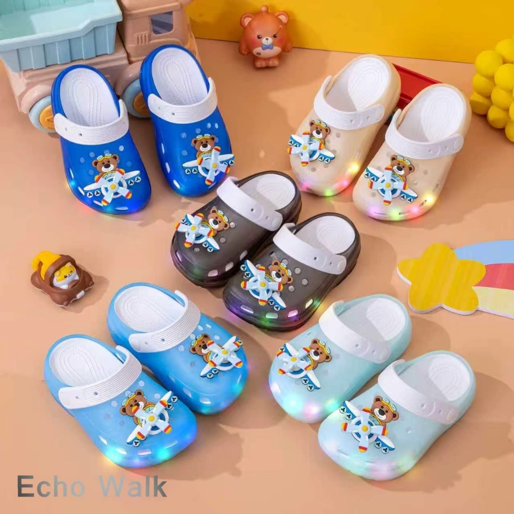 Echo Walk รองเท้าเด็กมีไฟ ลายหมีขับเครื่องบิน น่ารัก กันลื่น เบา ใส่สบาย เหมาะใส่เล่นและไปโรงเรียน - รูปที่ 7