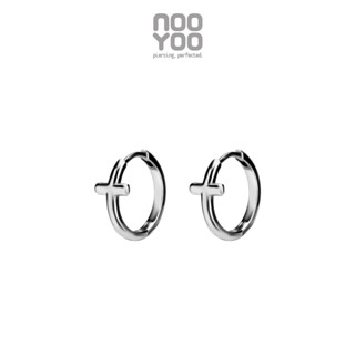 NooYoo ต่างหูสำหรับผิวแพ้ง่าย  Cross Hoops Sugical Steel
