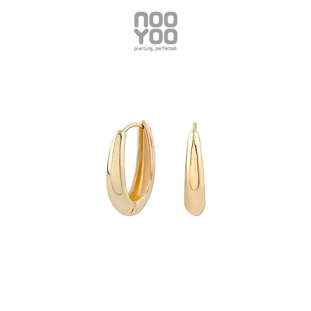 NooYoo ต่างหูสำหรับผิวแพ้ง่าย Puffy Horseshoe Hoops Surgical Steel (สีเงิน/สีทอง)