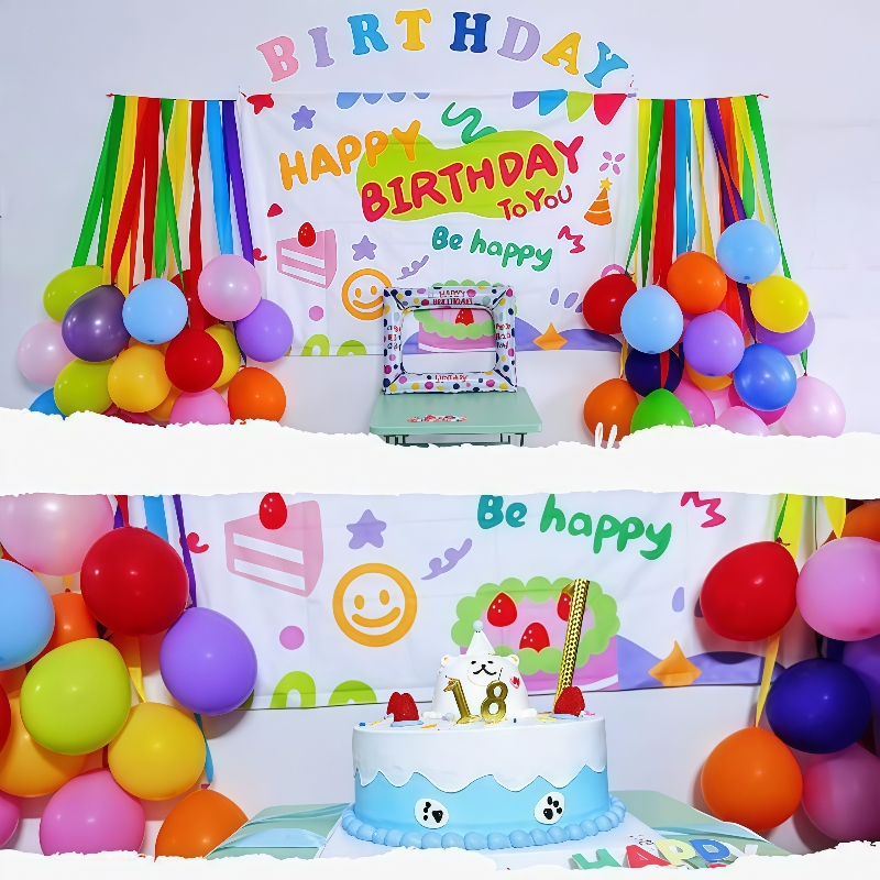(ส่งจากไทย)งานสวยที่สุด!!! ผ้าตกแต่งวันเกิด ป้ายวันเกิด ฉากหลัง happy birthday - รูปที่ 5