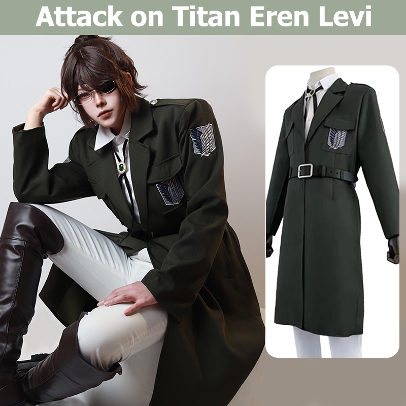 🔥ส่งไว จาก กทม🔥Attack on Titan Eren Levi คอสตูมคอสเพลย์ กองพันลูกเสือ เสื้อแจ็กเกต เสื้อโค้ท เสื้อกันลม เครื่องแบบ