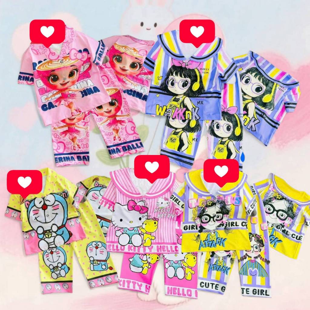 ชุดนอนเด็ก แขนสั้นขายาว เด็ก 2-4 ปี ชุดเด็กผู้หญิง ผ้าไมโคร SLE0032