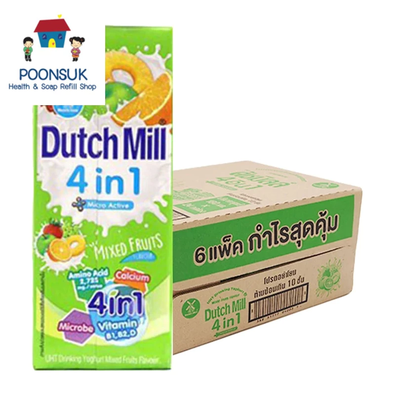 dutchmill dutchmill ดัชมิลล์ นมเปรี้ยว ดัชมิลล์นมเปรี้ยว นมเปรี้ยวดัชมิลล์ ยูเอชที รสผลไม้รวม 180 มล. x 24 กล่อง