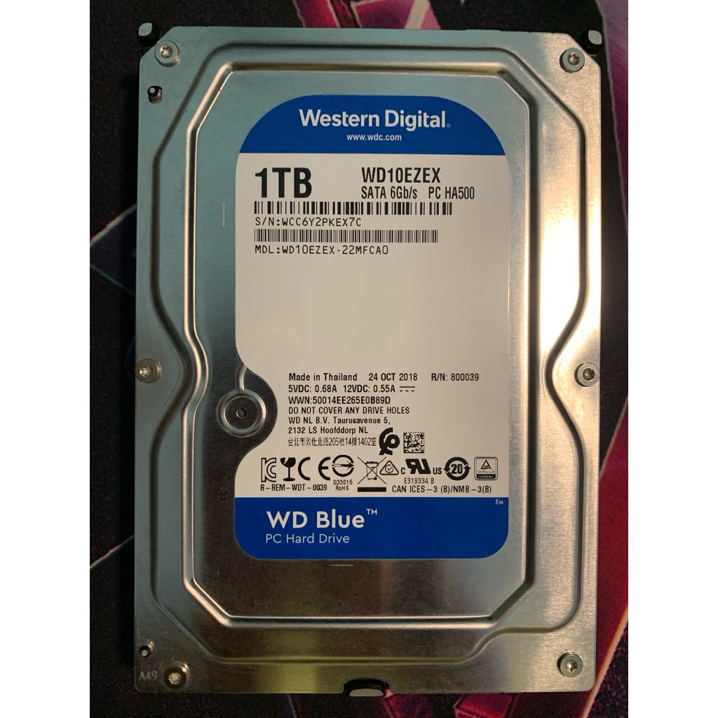 ฮาร์ดดิสก์ PC Desktop 3.5 นิ้ว  ความจุ1 TB WD Blue(WD10EZEX) มือสอง สภาพดี ผ่านการทดสอบแล้ว