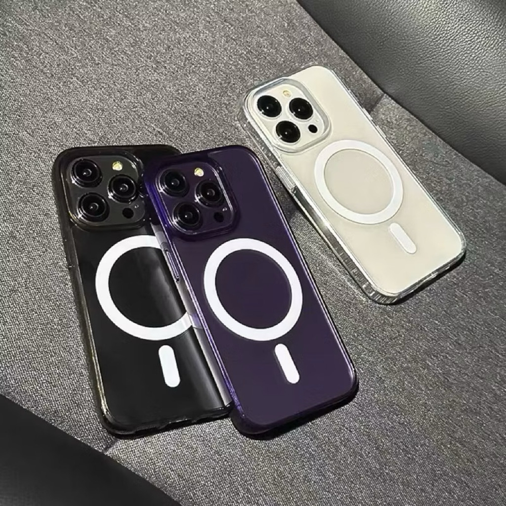เคสแม่เหล็กใสหลังขุ่นผิวด้าน เคสสำหรับรุ่นไอโฟน 11-17 17Air 17pro17promax S21Ultra-S24Ultra