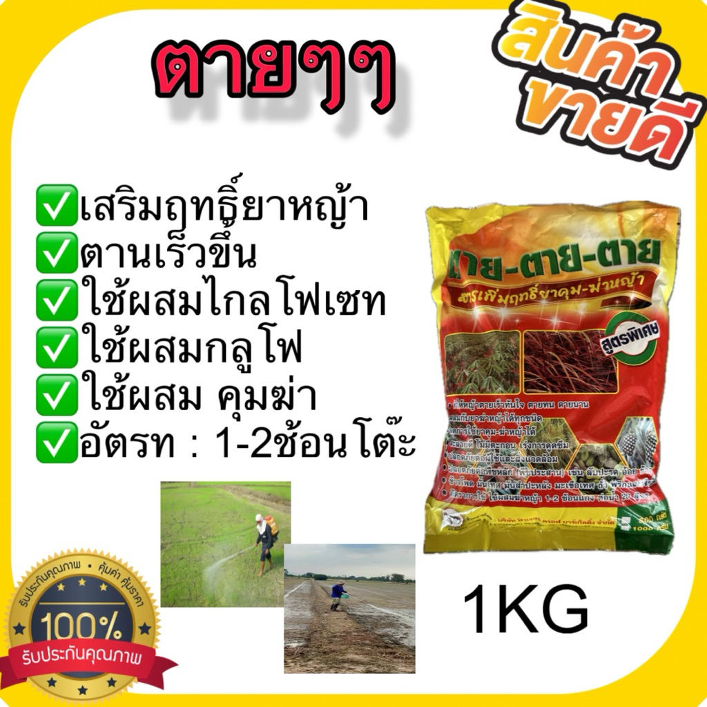 ตายตายตาย 1Kg สารเสริมฤทธิ์ยาฆ่าหญ้า คุมแห้ง คุมฆ่า เพิ่มประสิทธิภาพยาฆ่าหญ้า ยาคุมฆ่าหญ้า ผสมไกล กลูโฟ คุมฆ่านาข้าว
