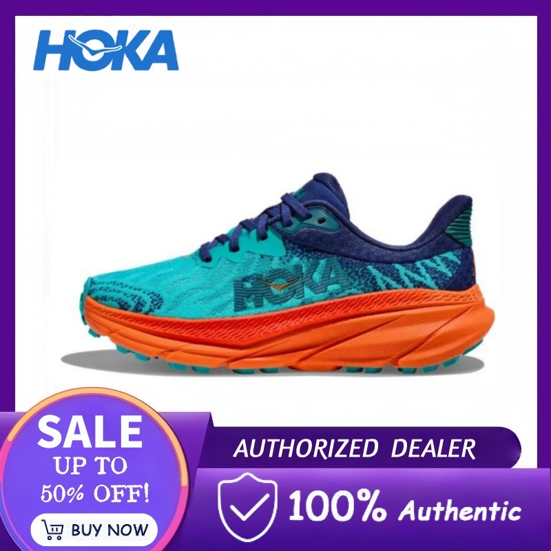 (ของแท้ 100%) HOKA ONE ATR 7 Ceramic Vibrant Orange running Shoes for Men and women Sneakers