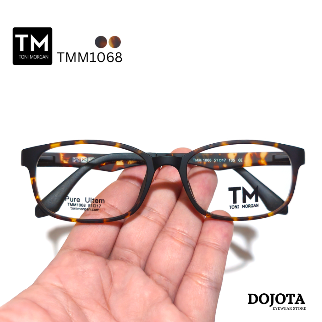 กรอบแว่นตา TM รุ่น TMM 1068 สีลายกระ ทรงเหลี่ยม น้ำหนักเบา (Made in Korea)