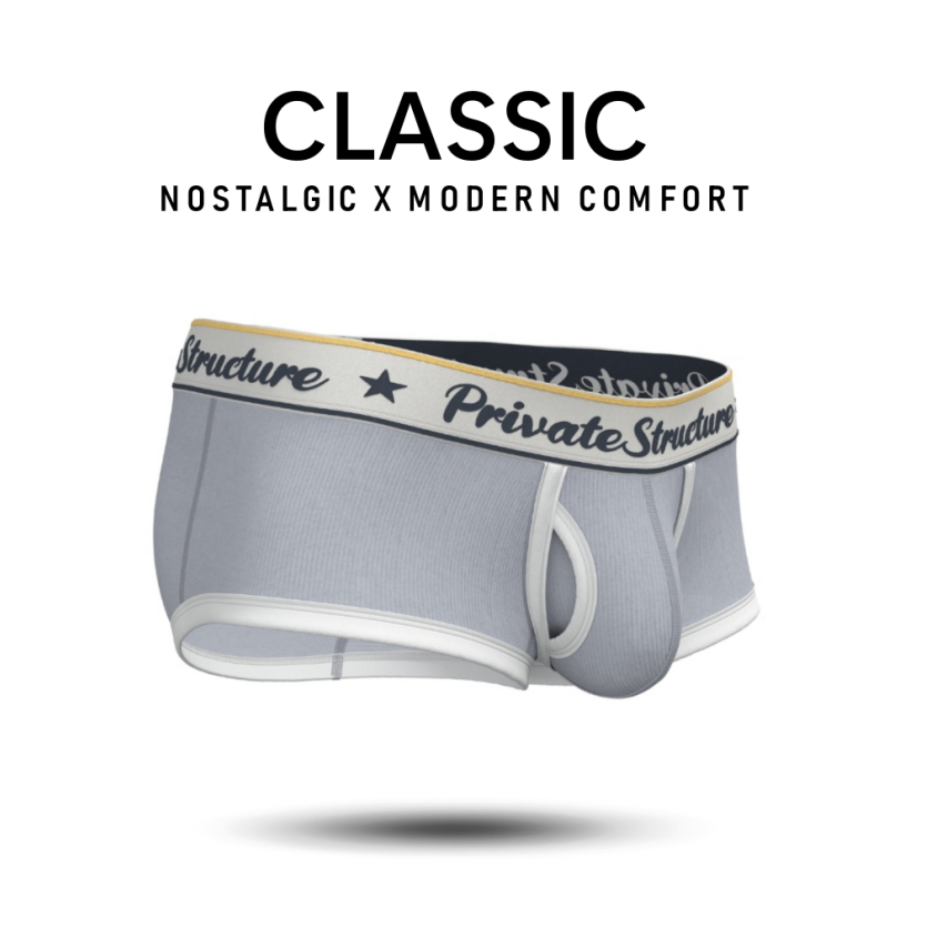 Private Structure กางเกงชั้นในชาย รุ่น Classic Mid Waist Trunk - Silvery Grey [4530]