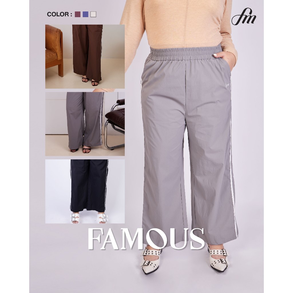 Famous กางเกงผ้าร่มขายาว #FMBL-F1B019