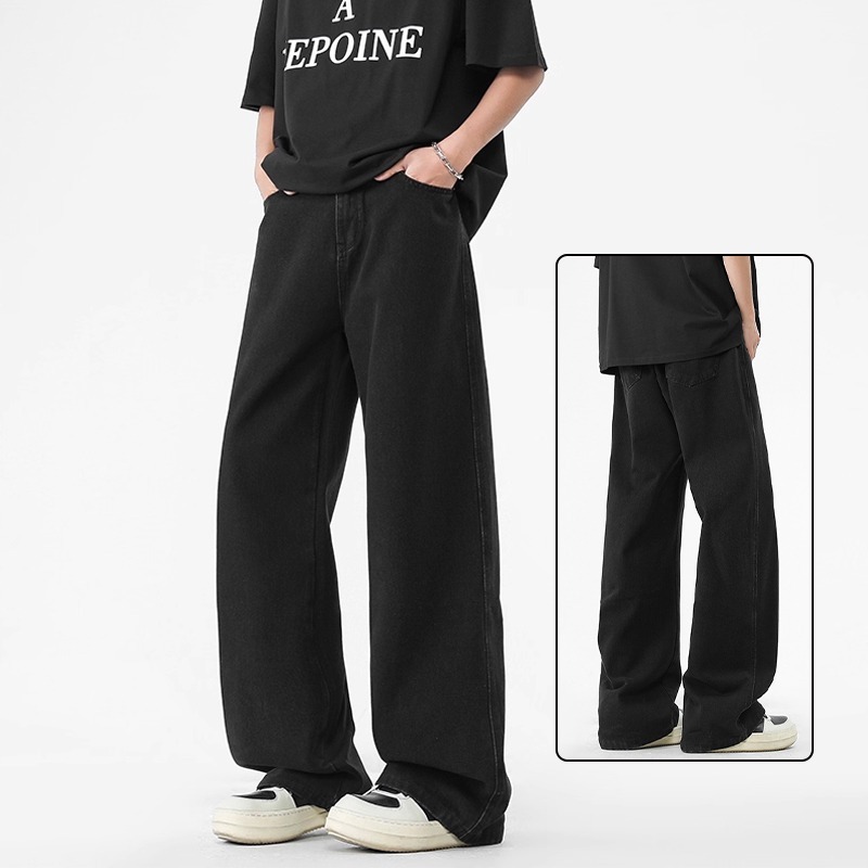 กางเกงยีนส์ผู้ชาย สีดำ ยีนส์กระบอก ลุคทันสมัย ไซน์เกาหลี ไซส์เล็กไซส์ใหญ่ เนื้อผ้าใส่สบาย Baggy Jean