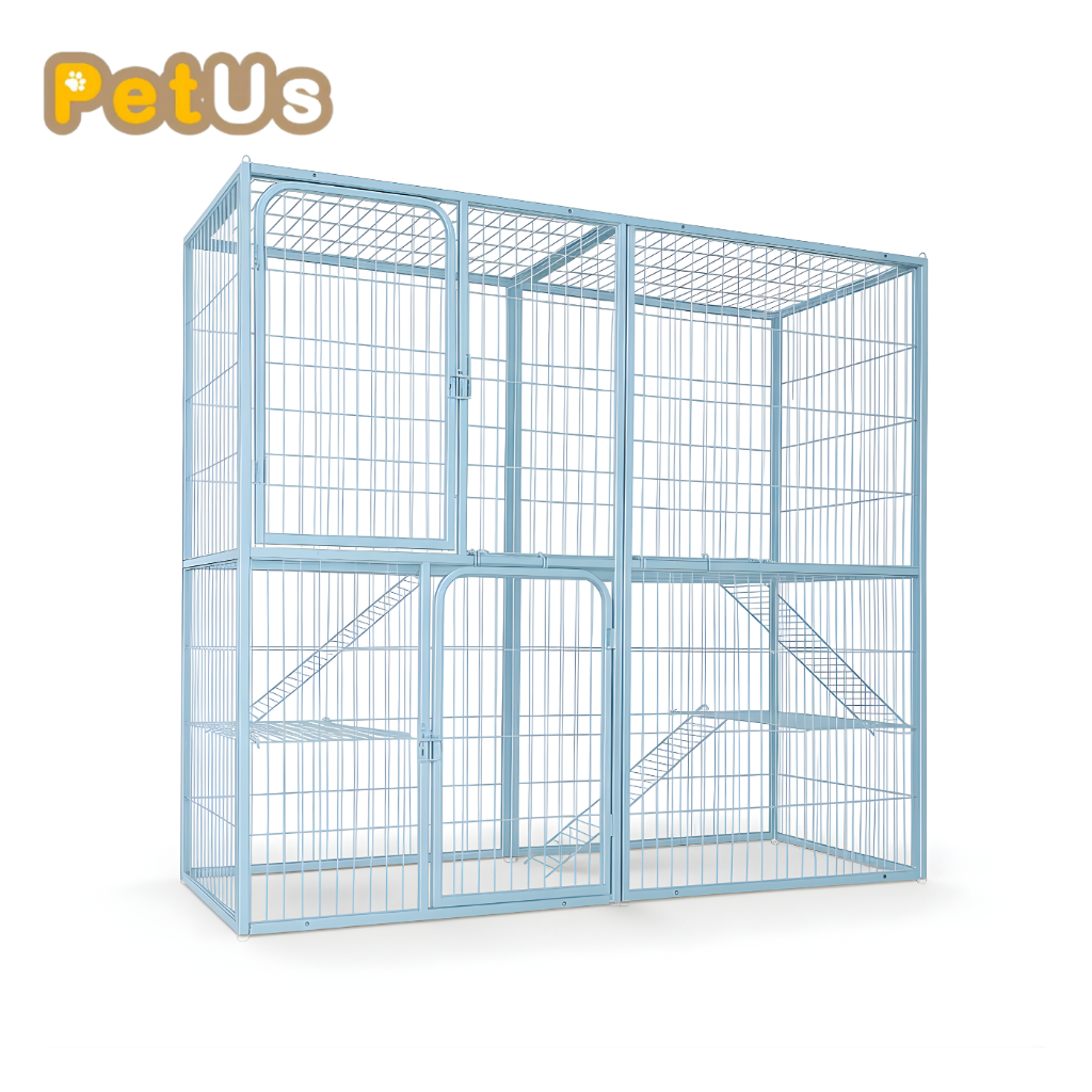 กรงขนาดใหญ่ กรงแมว กรงสัตว์เลี้ยง Cat Villa ซี่กรงห่าง 3 ซม. กรงขนาด 140x54x130cm.