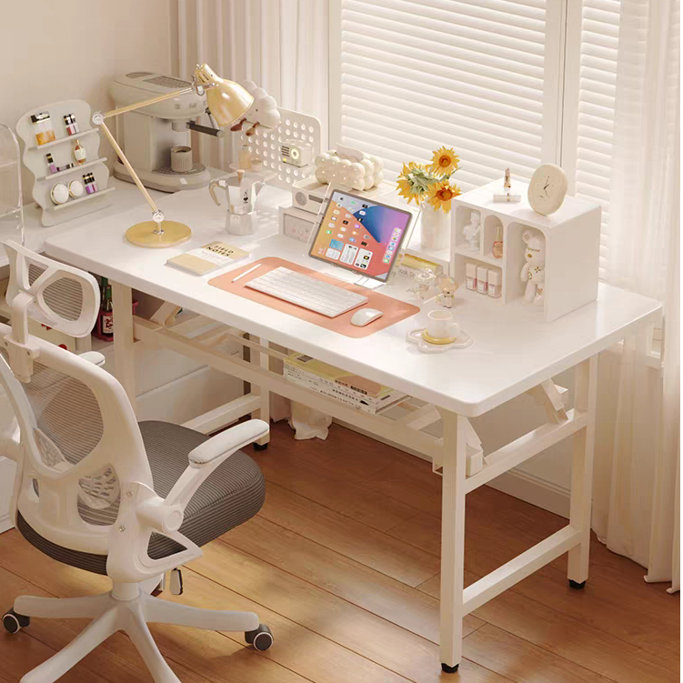 โต๊ะพับ อเนกประสงค์ โต๊ะทำงานไม้ การออกแบบสปริงคู่ พับได้ไม่ต้องประกอบ