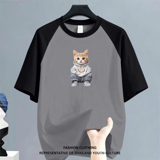 เสื้อยืดคอกลม แขนสั้น แขนต่อไหล่ แฟชั่นใหม่ล่าสุด ผู้ชาย สีดำผู้หญิง พร้อมจัดส่งภายใน 24 ชั่วโมง
