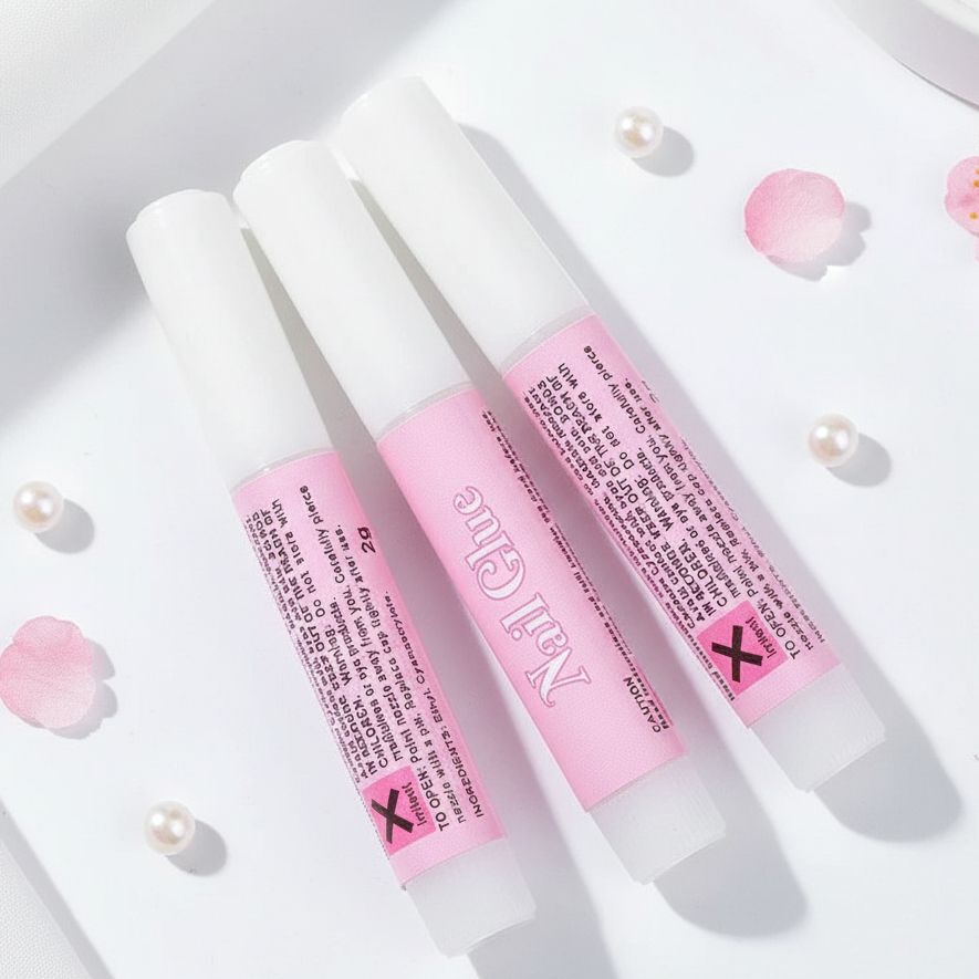 กาวชมพู 2g / แผ่นกาวซิลิโคน สำหรับติดเล็บปลอม1ชิ้น