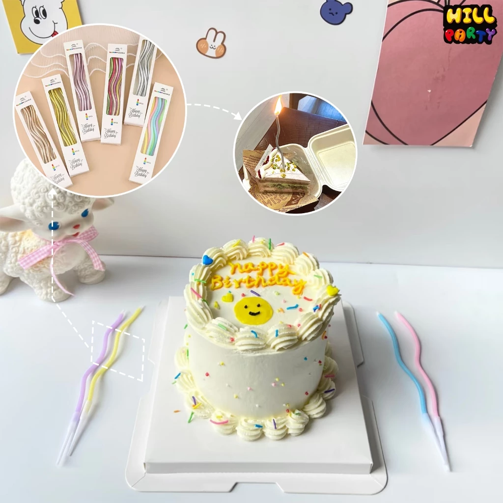เทียนวันเกิด เทียนปักเค้กแบบเกลียวโค้ง กล่องละ 6ชิ้น พร้อมส่งในไทย Happy birthday thumbnail 3