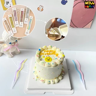 เทียนวันเกิด เทียนปักเค้กแบบเกลียวโค้ง กล่องละ 6ชิ้น พร้อมส่งในไทย Happy birthday