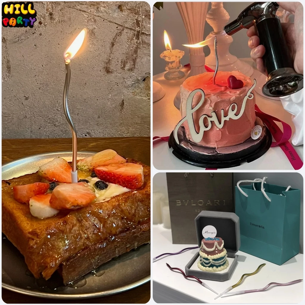 เทียนวันเกิด เทียนปักเค้กแบบเกลียวโค้ง กล่องละ 6ชิ้น พร้อมส่งในไทย Happy birthday thumbnail 10