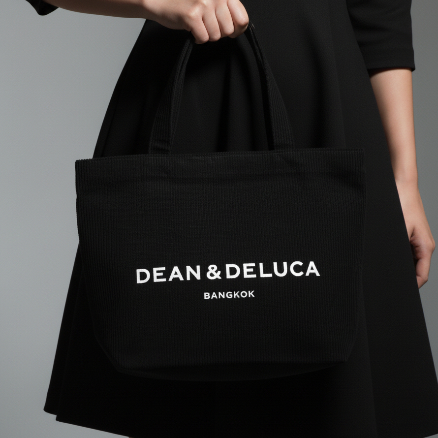 D&D CORDUROY BLACK TOTE BAG L