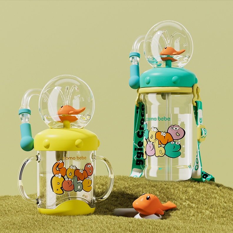 แก้วน้ำเด็ก ปลาวาฬพ่นน้ำ วัสดุ tritan Bpa free สำหรับเด็กหัดดื่ม Sippy Cup ขนาด 220ml 300ml 350ml - รูปที่ 3