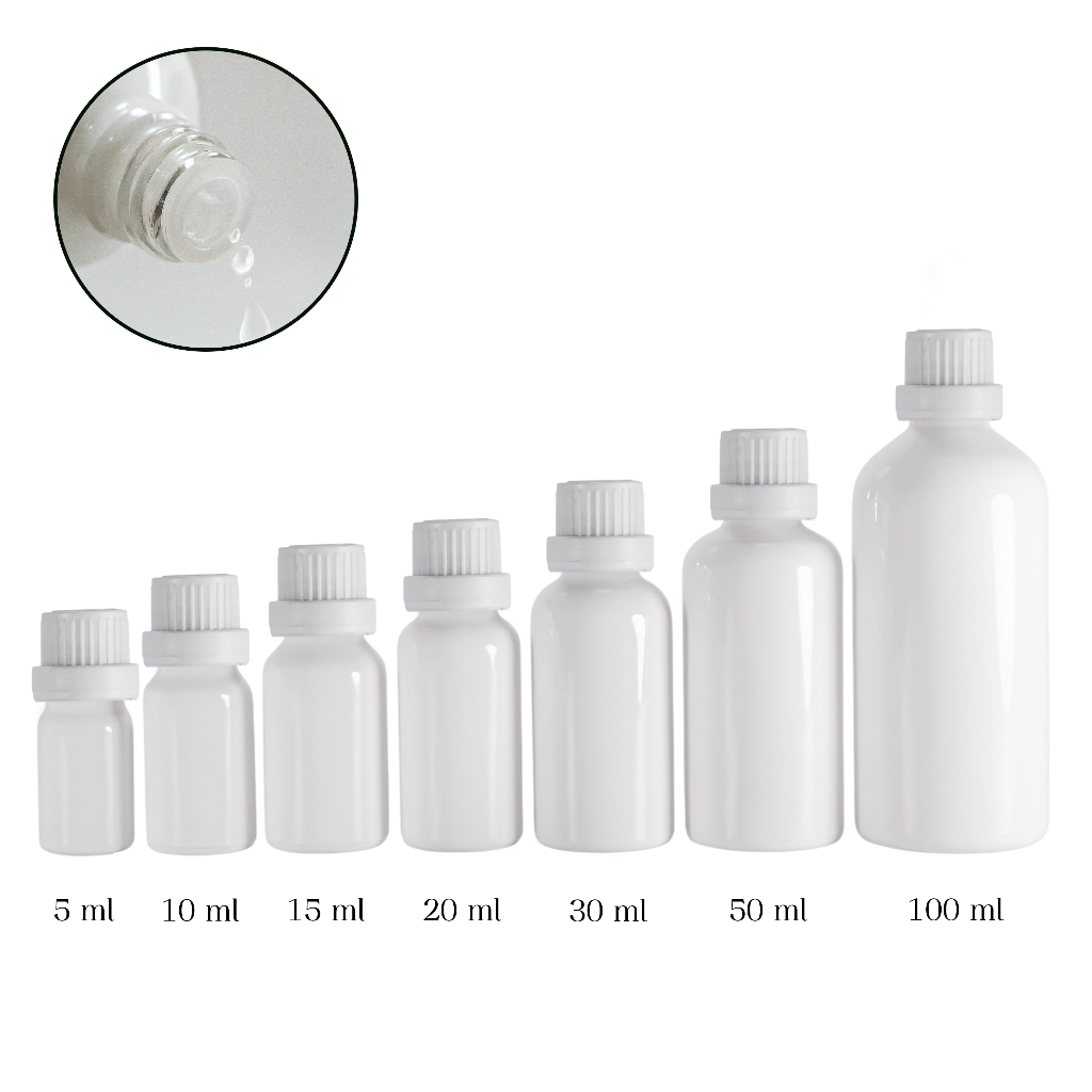 ขวดแก้วสีขาว YB18-W 5ml-100ml ฝาอโรมา น้ำมันหอมระเหย สำหรับขวดเซรั่ม พร้อมส่ง ราคาถูก