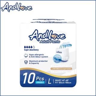 【ซึมเร็วสุด!！】ไม่รู้สึก ผ้าอ้อมผู้ใหญ่ Andlove ใช้ได้ทั้งชายหญิง ปลี่ยนง่าย L (5 Packs/50ชิ้น) adult diapers pants