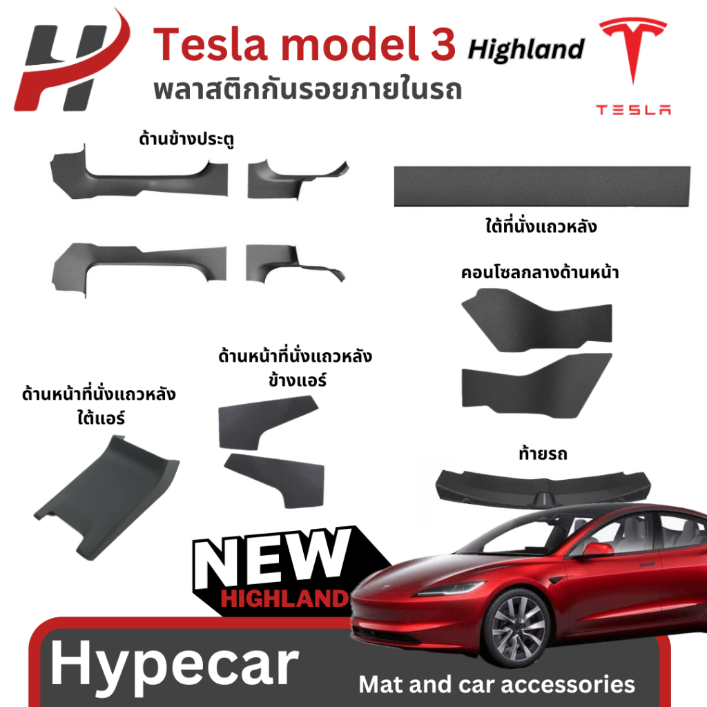 พลาสติกกันรอยภายในรถ-Tesla model 3Highland(พร้อมส่ง)