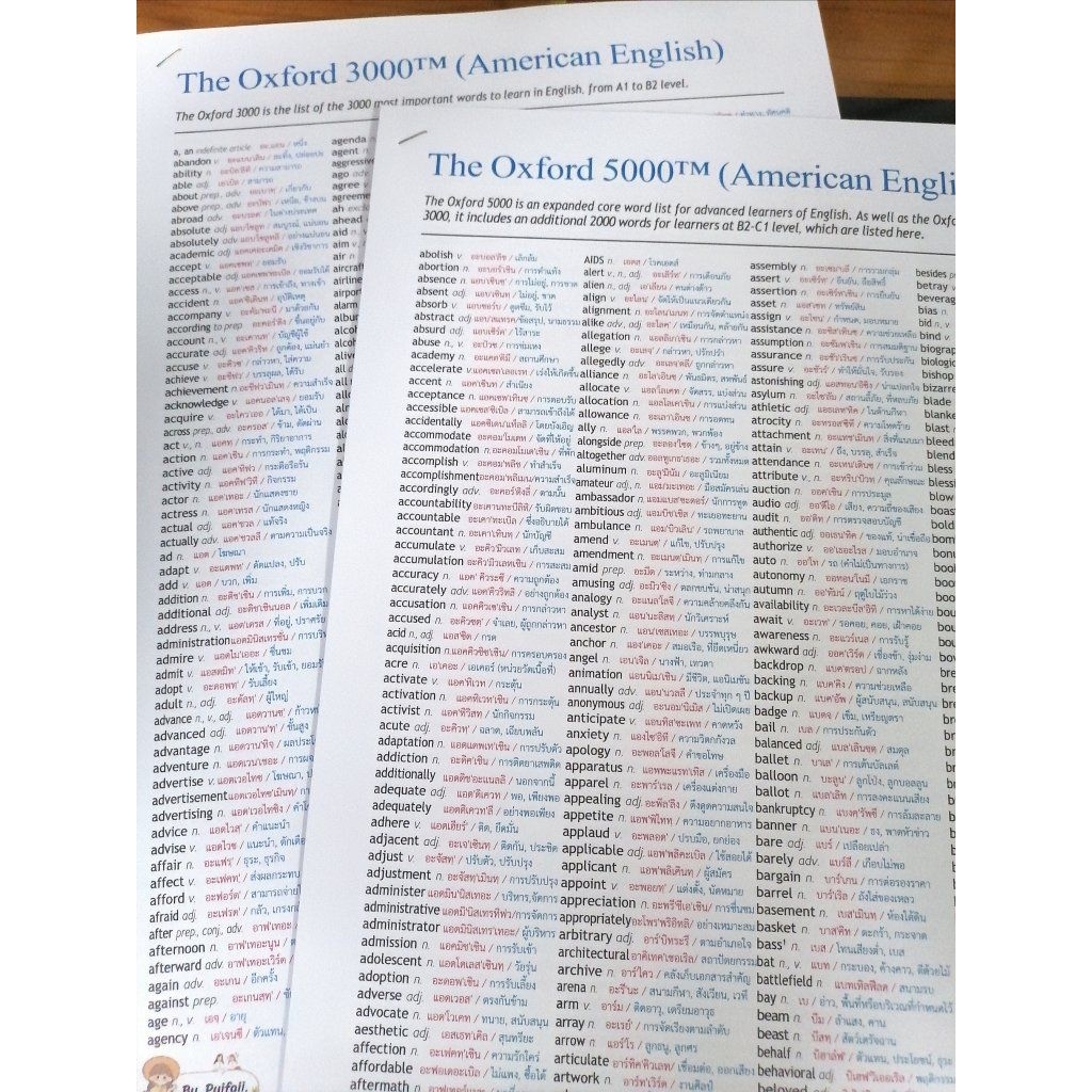 ชีทคำศัพท์​ Oxford​ 3000​ + Oxford​ 5000