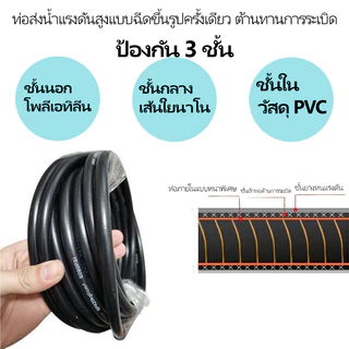 สายฉีดนํ้าแรงดันสูง M22 แกน15มม. 5/10เมตร แข็งแรง ทนทาน ใช้กับเครื่องฉีดน้ำแรงดันสูง