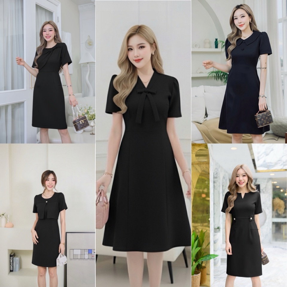 Dress By Papid เดรสทำงาน เดรสแฟชั่น รวมงานเดรสสีดำล้วน