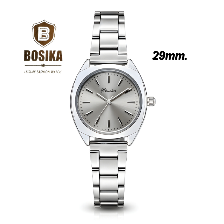Bosika #BG-034 ดีไซน์หน้าปัดทรงกลม ดีไซน์หน้าขีด หน้าปัดขนาด29มม. สินค้างานแบรนด์แท้ พร้อมส่ง