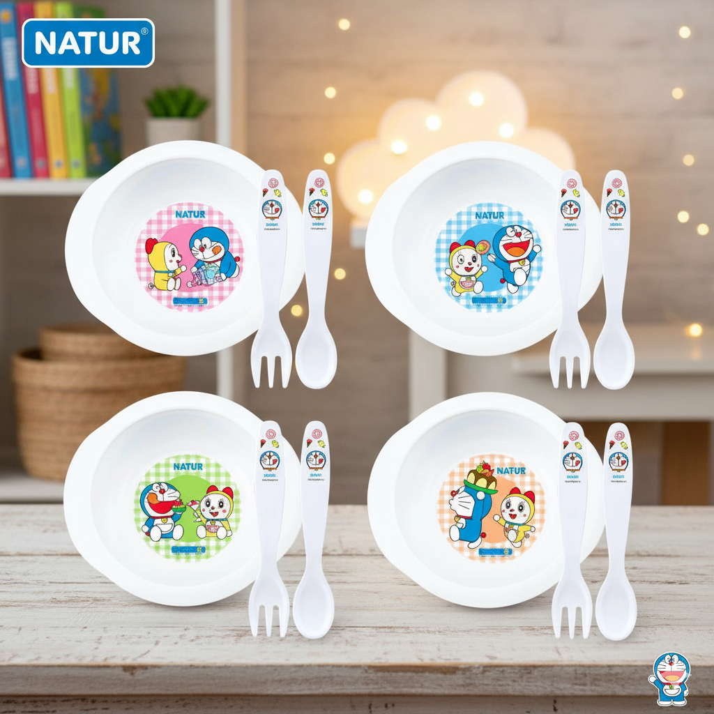 NATUR ชุดภาชนะบรรจุอาหารเด็ก 3 ชิ้น ลาย ลาย Doraemon รูปที่ 3