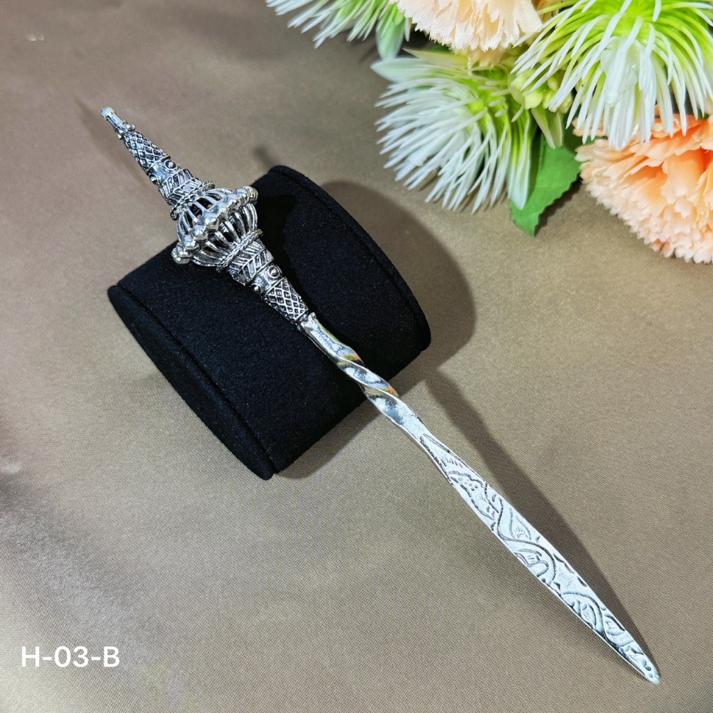 ปิ่นปักผมชุดไทย ปิ่นปักผมโบราณ สีเงิน สีทอง สีเงินรมดำ - รูปที่ 3