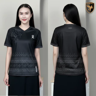 MAWIN เสื้อยืดคอวี-สีดำ รวมลายไทยร่วมสมัย ใส่ได้ทั้งผู้ชายและผู้หญิง