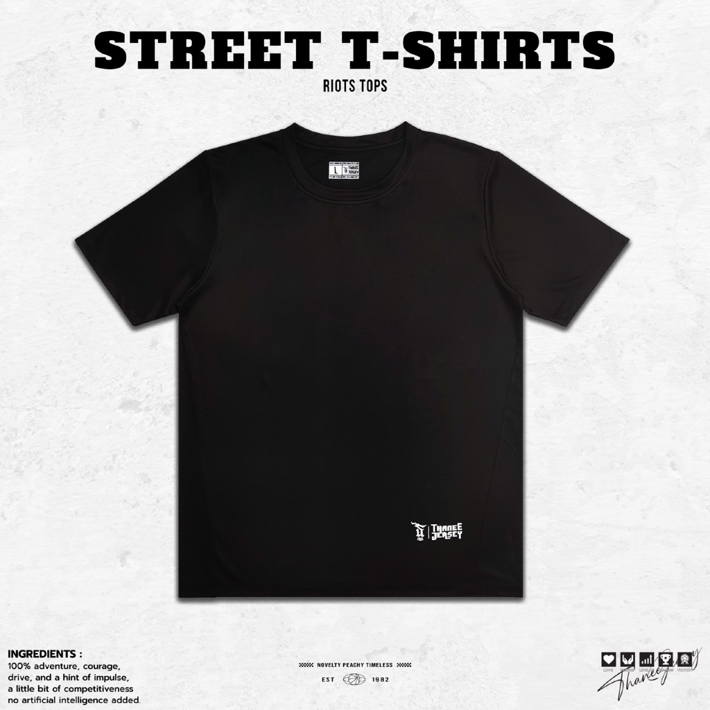 เสื้อกีฬา เสื้อแขนสั้น RIOTS BLACK มีไซส์ใหญ่