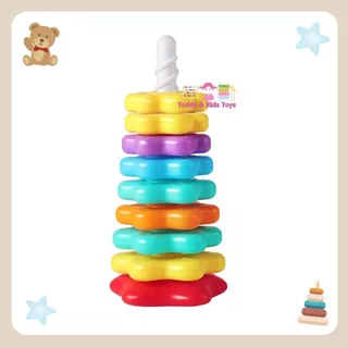 Todds & Kids Toys by JKP Toys ของเล่นเสริมพัฒนาการ หอคอยหมุนได้ 9 ชั้น สีรุ้ง ของเล่นเด็กเล็ก ฝึกกล้ามเนื้อมือ Montessor