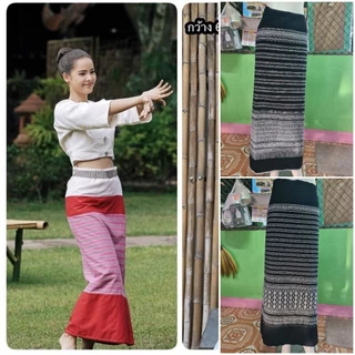ผ้าซิ่นทอกาสะลอง​ ผ้าซิ่นสะบันงา ผ้าถุงต่อหัว ผ้าซิ่นทอยกดอกยลำพูนสีดำ ซิ่นกาสะลอง​ผ้าถุงกาสะลอง