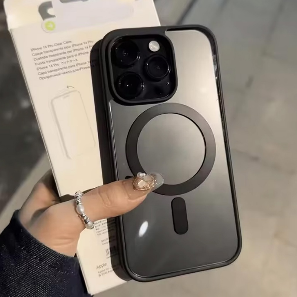 ชาร์จได้ แม่เหล็ก อะคริลิคใส กันกระแทก For iPhone 17 11 13 16 15 14 12 Pro Max XR 7 8 Plus XSMax รองรับการชาร์จแบบไร้สาย