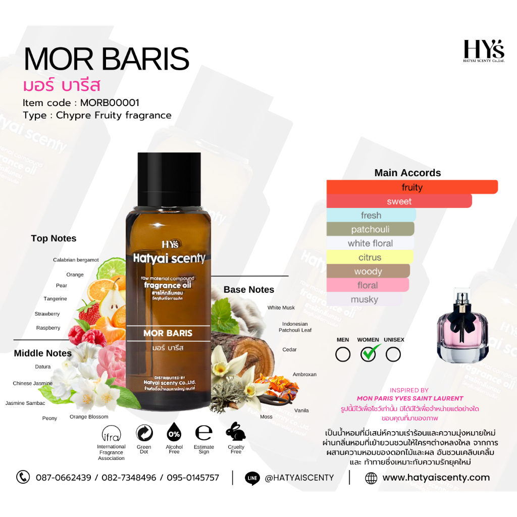 หัวเชื้อนน้ำหอม กลิ่น MOR BARIS มอร์ บารีส