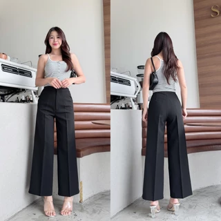 สำหรับคนตัวเล็ก ไม่ต้องตัดขา กางเกงขากระบอกกลาง ผ้าไมโครพรีเมี่ยม กางเกงเอวสูง ผ้ายับยากไม่ต้องรีด LT36