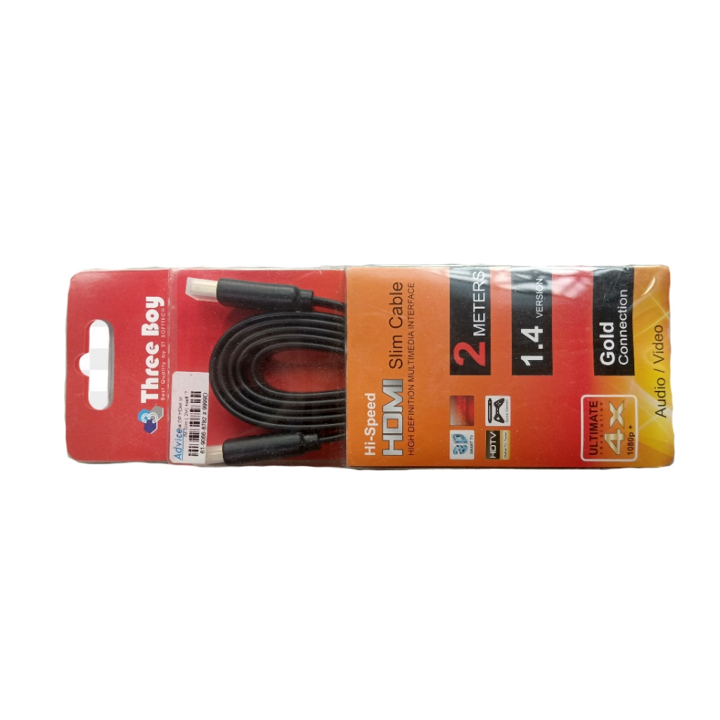 Black Cable HDMI (V.1.4) M/M (2M) Slim ThreeBoy