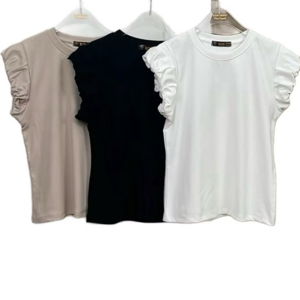 เสื้อคอกลมแขนเจ้าหญิง ทรงสวย ผ้าคอตตอนนุ่มยูนิ (P47)