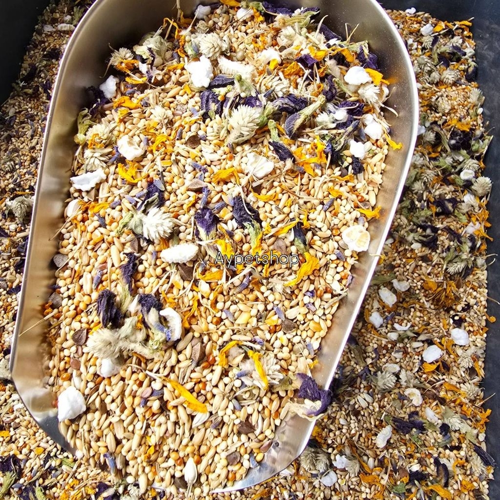 อาหารนกสูตรดอกไม้ สำหรับนกทุกสายพันธุ์ เส้นใยอาหารสูง ไขมันต่ำ ย่อยง่าย มีวิตามินแร่ธาตุ (สูตรดอกไม้) - รูปที่ 2