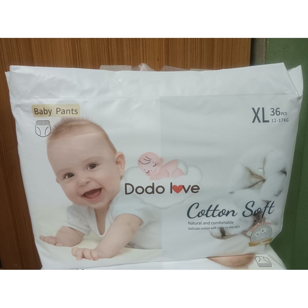 ็dodolove cotton soft ไซส์ XL 36ชิ้น แบบกางเกง แพมเพิสเด็ก