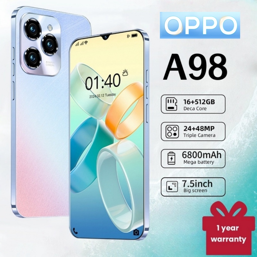โทรศัพท์ A98 5G แรม16GB รอม512GB รองรับ 2 ซิมการ์ด รองรับแอพธนาคาร 6800mAh ชาร์จเร็ว 7.5นิ้ว สมาร์ทโฟนจอใหญ่