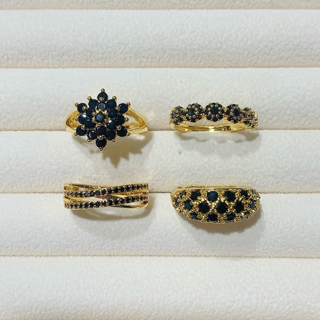 แหวนพลอยดำ 24k ฟรีไซส์