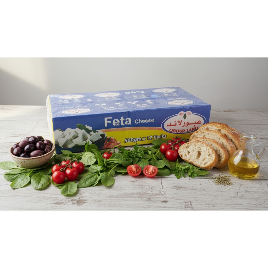 [ยกลัง 12 กล่อง] Obour Land Feta Cheese 500g (عبور لاند) เฟต้าชีส Creamy Egyptian Cheese Halal ทาขนมปัง/ใส่สลัด