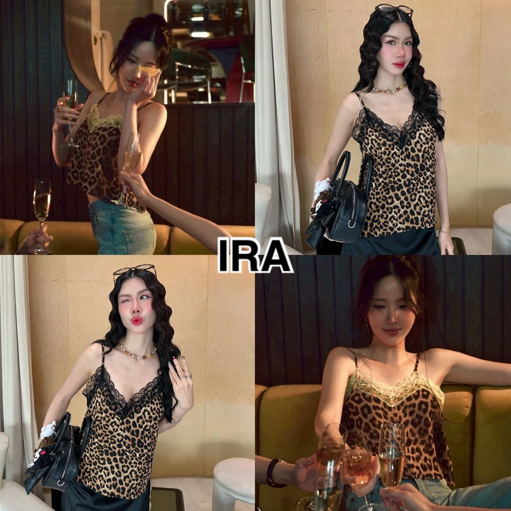 BY IRA Cayla top เสื้อสายเดี่ยว ลายเสือ🧡🐆 พร้อมส่งในไทย ตามเทรนลายเสือที่กำลังมาแรง
