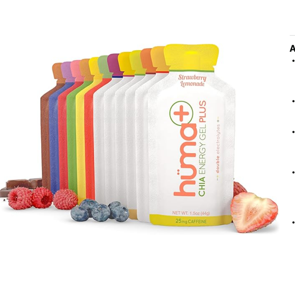 Huma Plus (Double Electrolytes) Chia Energy Gel, Variety Pack, 12 Gels - Stomach Friendly, Real Food